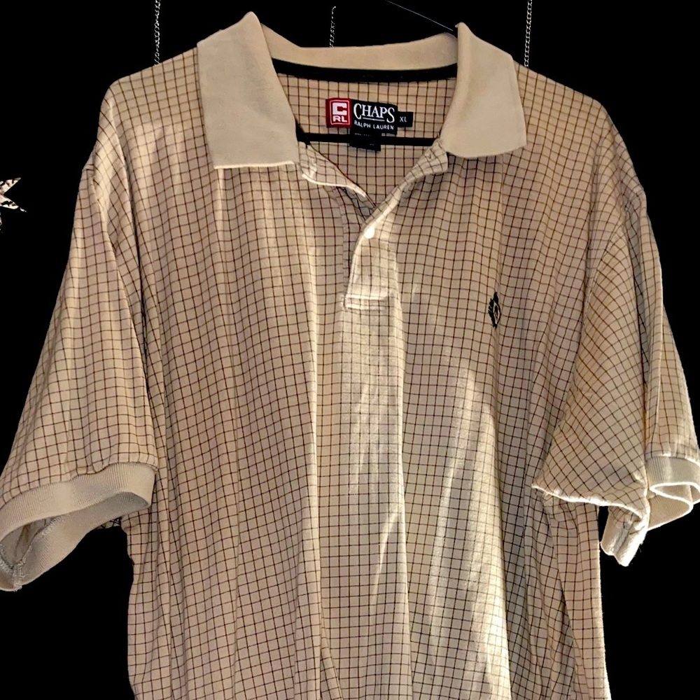 XL thrifted mens Chaps polo shirt. Worn as a mini dress.